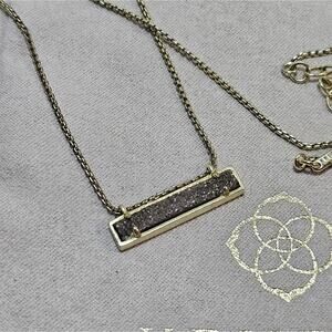 Kendra Scott Leanor Black Drusy‎ and Gold Necklace
